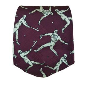 POLO BY RALPH LAUREN Purple Baseball Player Silk Tie HANDMADE USA 58"/ 3.9" EC